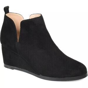 Journee Collection Women Mylee Wedge Heel V-Cut Ankle Booties Size US 5.5M Black